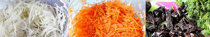 Приготування вітамінного салату з моркви , кольрабі та чорносливу